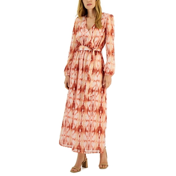 INC International Concepts Womens Printed Surplice Midi Dress Ikat Dreams M