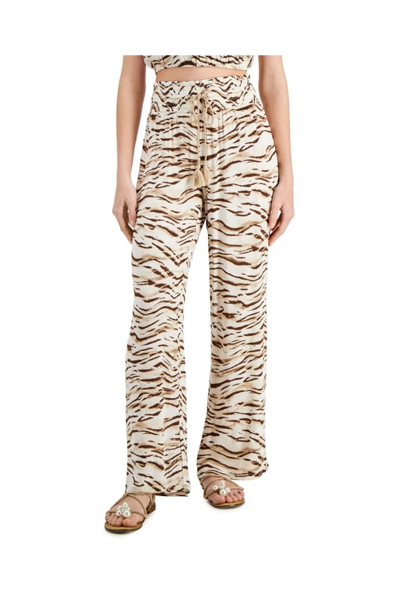 Womens Printed Wide Leg Pants Talia Tiger 2XL