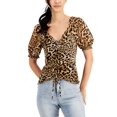 thumbnail image 1 of INC International Concepts Womens Puff Sleeve Mesh Top Caterina Cheetah XS, 1 of 1