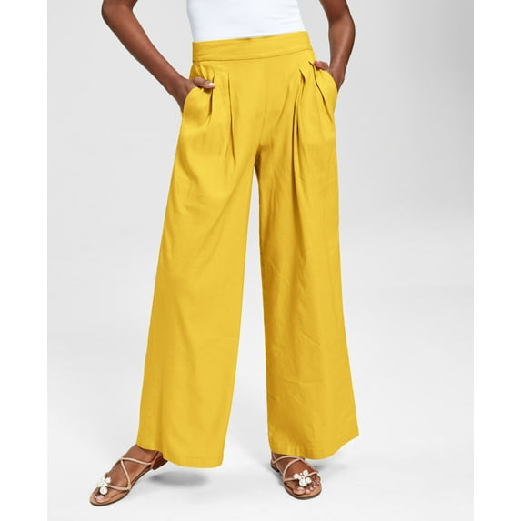 INC International Concepts Womens Pull On Wide Leg Pants Maize Yellow 10