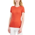 thumbnail image 1 of INC International Concepts Womens Ribbed Crewneck T-Shirt Summer Fig M, 1 of 1