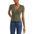 thumbnail image 1 of INC International Concepts Womens Ribbed Ruched Top Burnt Olive 2XL, 1 of 1