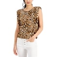 thumbnail image 1 of INC International Concepts Womens Ruched Shoulder Top Caterina Cheetah S, 1 of 1