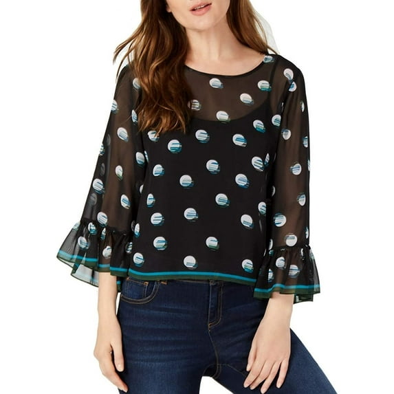 INC International Concepts Womens Ruffle Sleeve Top