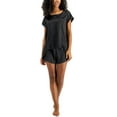 thumbnail image 1 of INC International Concepts Womens Satin Shorts Pajama Set Deep Black Size Medium, 1 of 1