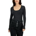 thumbnail image 1 of INC International Concepts Womens Scoop Neck Ribbed Sweater Deep Black XL, 1 of 1
