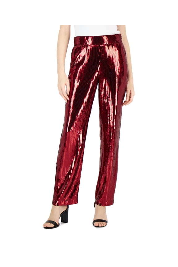 Womens Sequin Straight Leg Pants Port S
