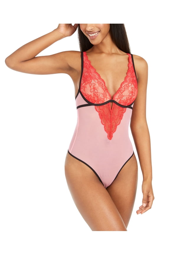 Womens Sheer Lace Underwire Thong Bodysuit