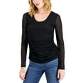 thumbnail image 1 of INC International Concepts Womens Side Ruched Mesh Top Deep Black S, 1 of 1