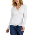thumbnail image 1 of INC International Concepts Womens Side Ruched Surplice Top Bright White M, 1 of 1