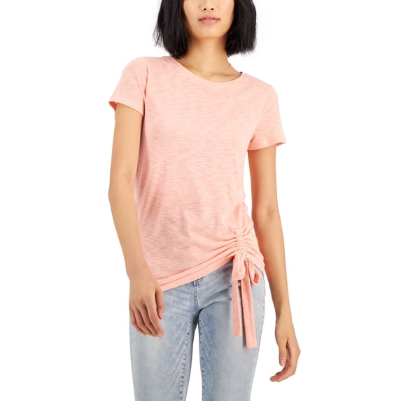 INC International Concepts Womens Side Ruched T-Shirt First Blush XS
