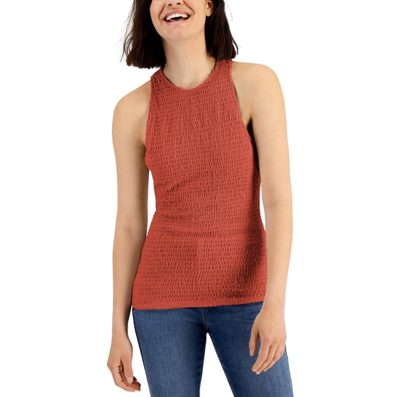 INC International Concepts Womens Smocked Halter Top Summer Fig XS