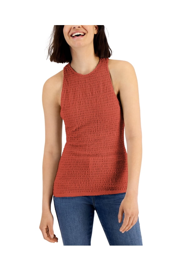 Womens Smocked Halter Top Summer Fig XS