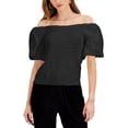 thumbnail image 1 of INC International Concepts Womens Smocked Puff Sleeve Top Deep Black XL, 1 of 1