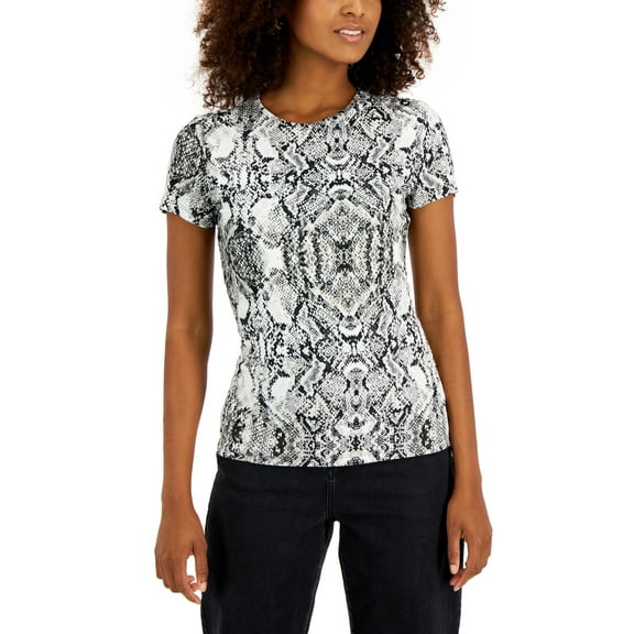 INC International Concepts Womens Snakeskin Print Knit T-Shirt Desert Snake XL