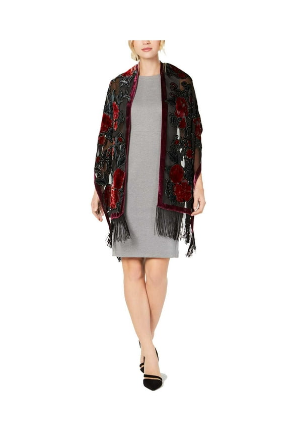 Womens Sparkle Rose Fringe Wrap