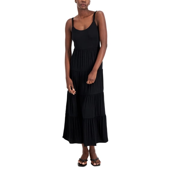 INC International Concepts Womens Tiered Dress Black L