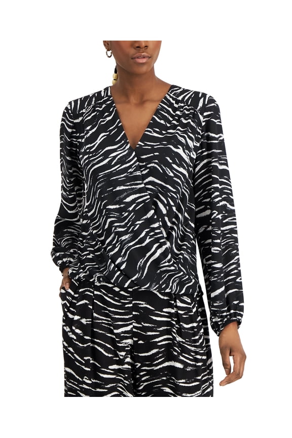 Womens Tiger Print Wrap Blouse Talia Tiger M