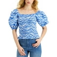 thumbnail image 1 of INC International Concepts Womens Tiger Stripe Printed Smocked Top Talia Tiger S, 1 of 1