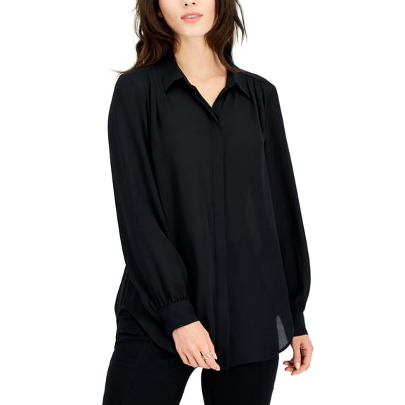 INC International Concepts Womens Tunic Shirt Deep Black S