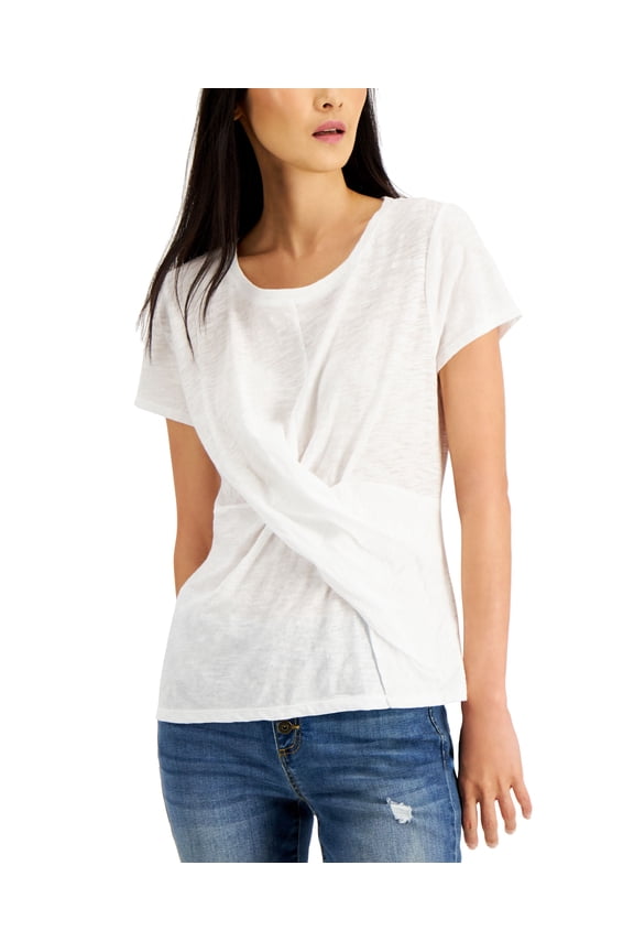 Womens Twist Front T-Shirt Washed White XS