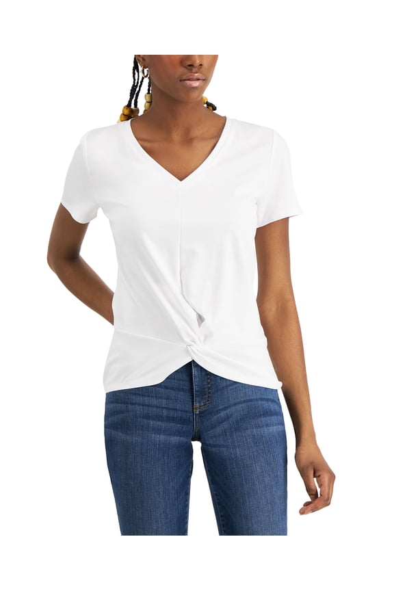 Womens Twist Front Top Bright White XS