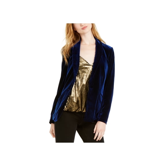 INC International Concepts Womens Velvet Blazer Royal Velvet XS