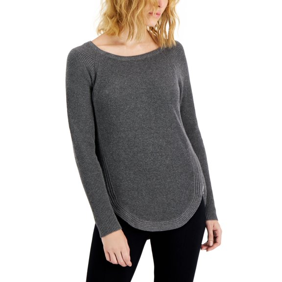 INC International Concepts Womens Waffle Knit Side Zip Tunic Sweater Medium Heather Grey 2XL