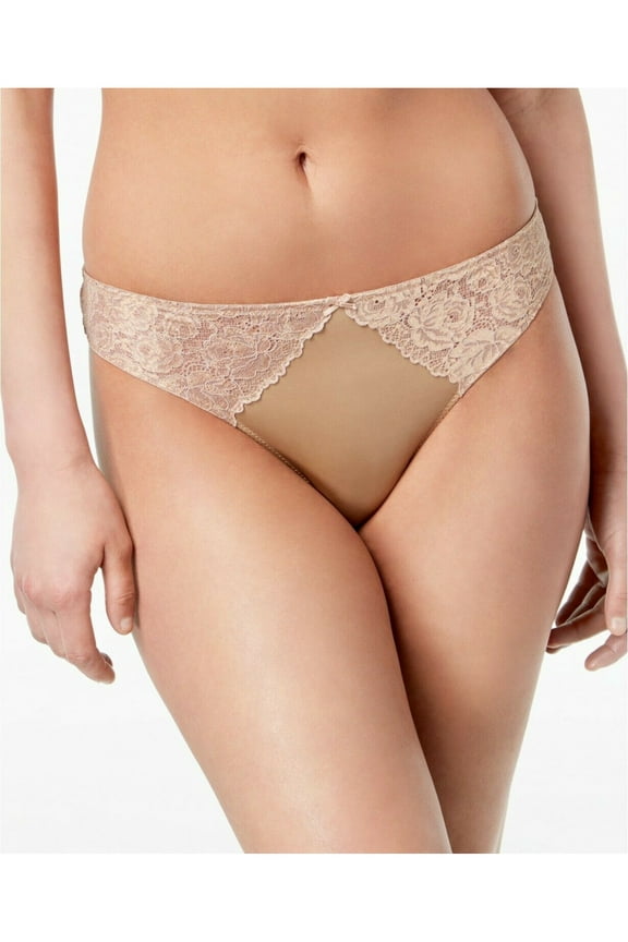 Intimates Beige Solid Everyday Thong Size: M