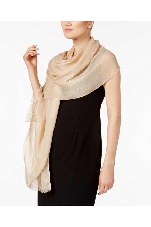 Ivory Metallic Shimmer Wrap Fringed Evening Scarf