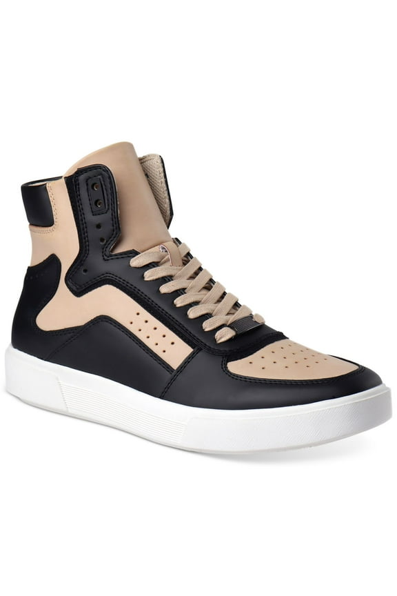 Mens Black Comfort Perforated Keanu Round Toe Platform Lace-Up Athletic Sneakers 8.5 M