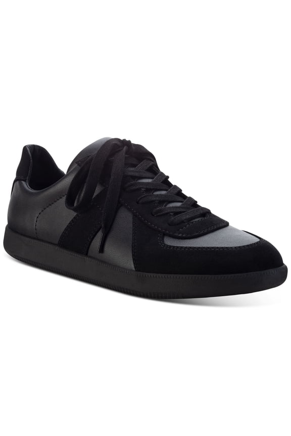 Mens Black Padded Court Round Toe Platform Lace-Up Athletic Sneakers Shoes 10.5 M