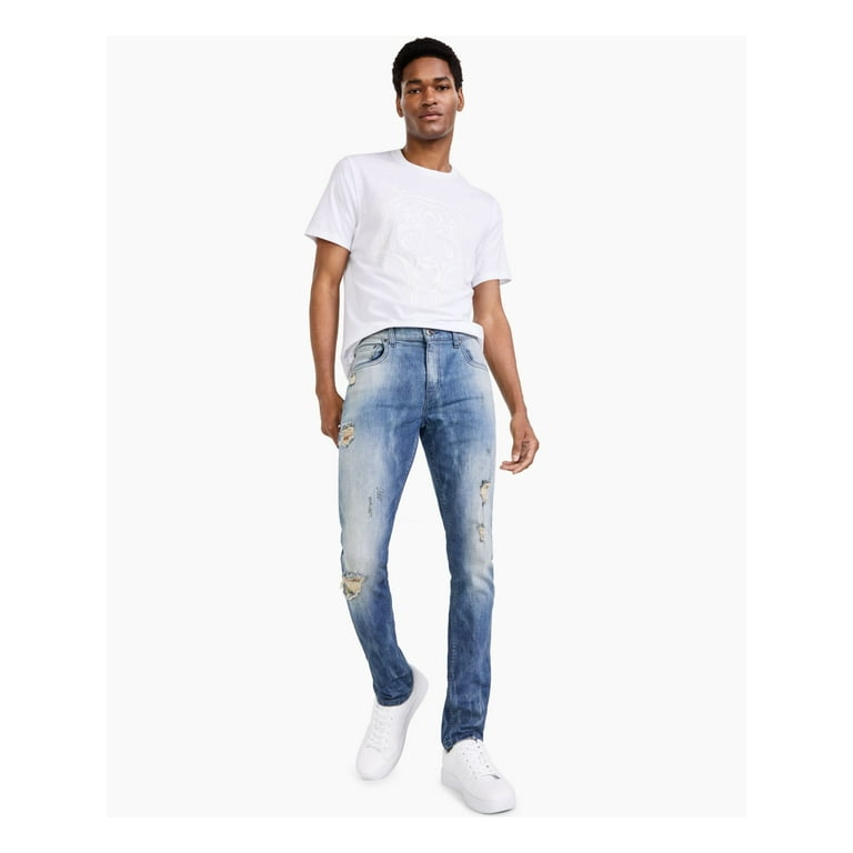 INC Mens Blue Flat Front, Skinny Fit Denim Jeans 32 Waist