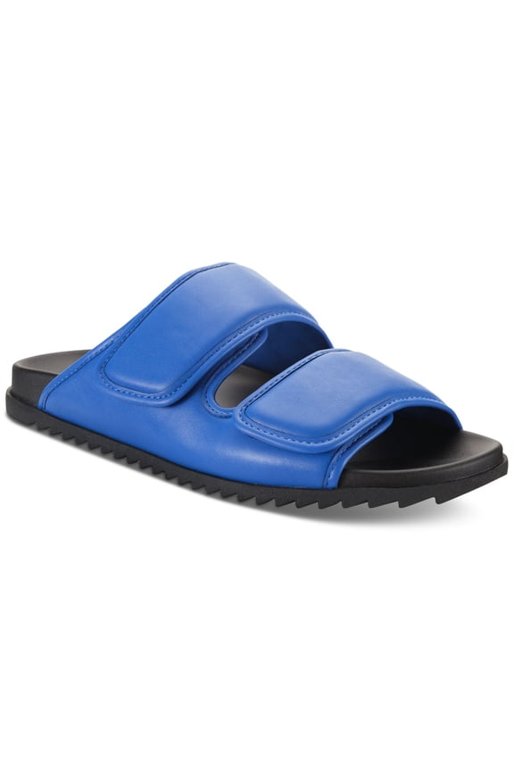 Mens Blue Treaded Open Toe Platform Slide Sandals Shoes 8.5 M