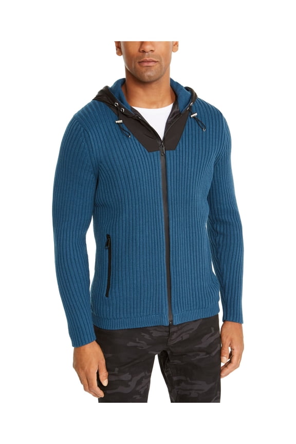 Mens Blue Woven Hooded Jacket S