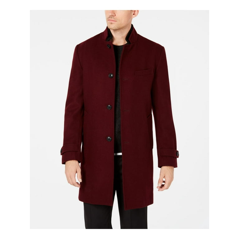 INC Mens Burgundy Wool Blend Top Coat XL