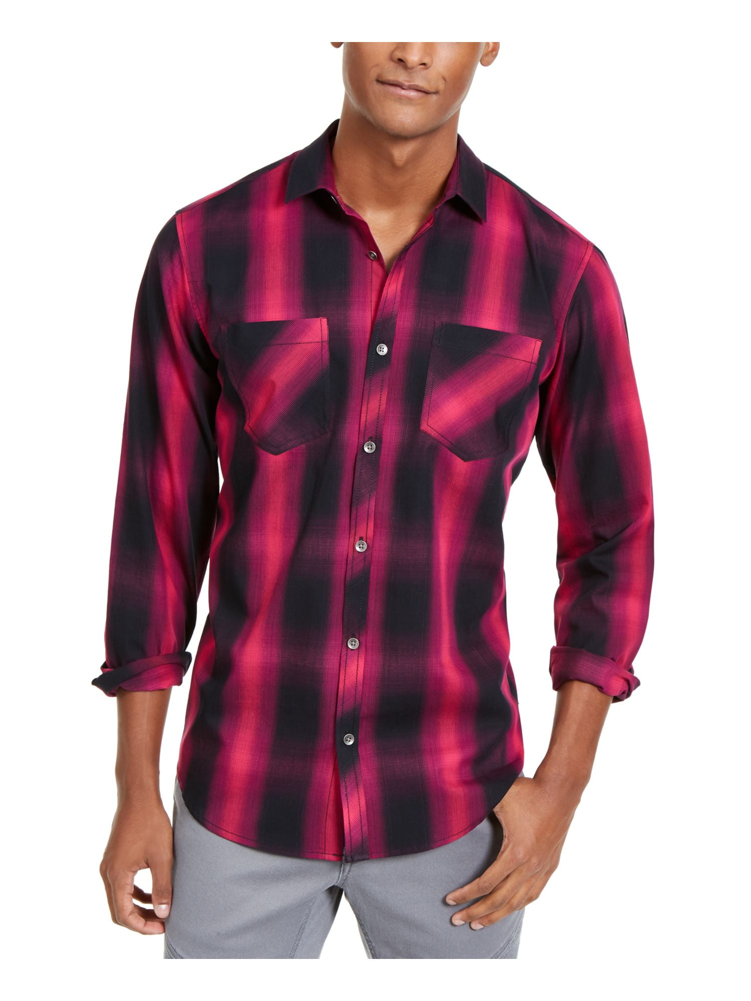 Mens pink plaid shirt hotsell