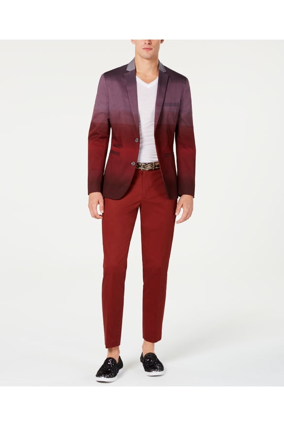 Mens Red Color Block Blazer Jacket L