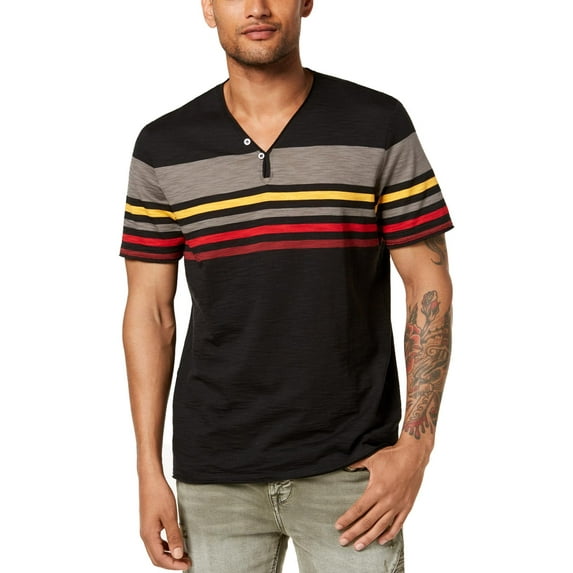 INC Mens Striped Slub Henley Shirt