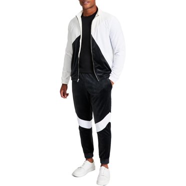 INC International Concepts Men's Velour Colorblock Track Jacket White Size X-Small main image 0