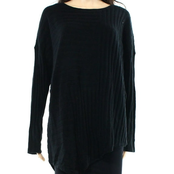 INC NEW Black Womens Size 0X Plus Scoop Neck Asymmetrical Sweater