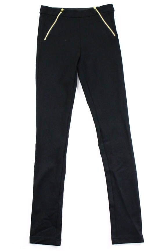 NEW Solid Deep Black Womens Size 2 Skinny-Leg Zipped-Waist Pants