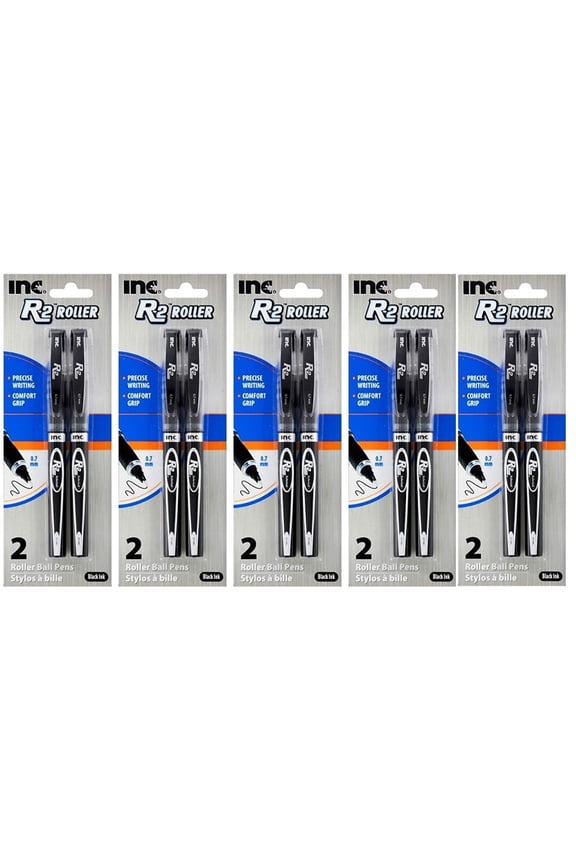 R-2 Roller Ball Pens, Black Ink, 5 Packs, 10 Pens