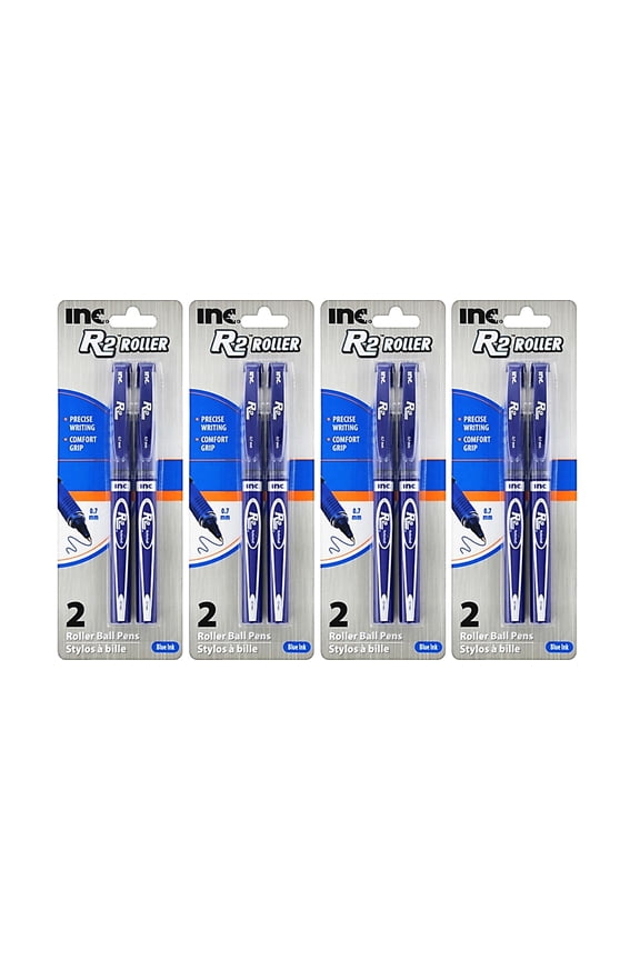. R-2 Rollerball Pens, Fine Point, 0.7 mm, Blue Ink, 8 Count, 4 Pack