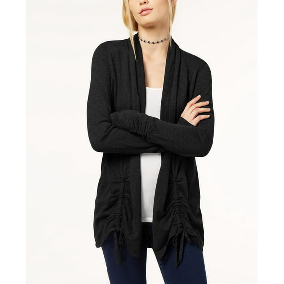 INC Ruched Drawstring Cardigan Womens S Black sweater MSRP $104