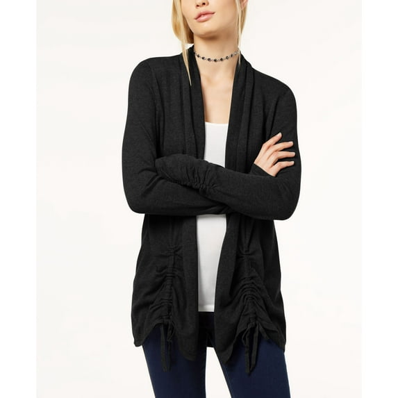 INC Ruched Drawstring Cardigan Womens S Black sweater MSRP $104