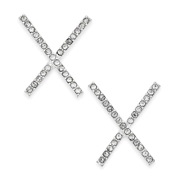 INC Silver Tone Pave Crisscross Stud Earrings NWTs
