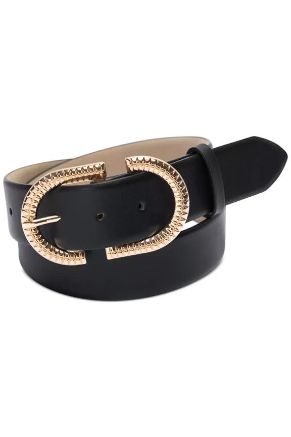 INC Textured Buckle Belt,Medium, Black