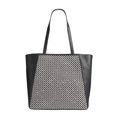 thumbnail image 1 of INC Women's Black Leather Woven Double Flat Strap Tote Handbag Purse, 1 of 3