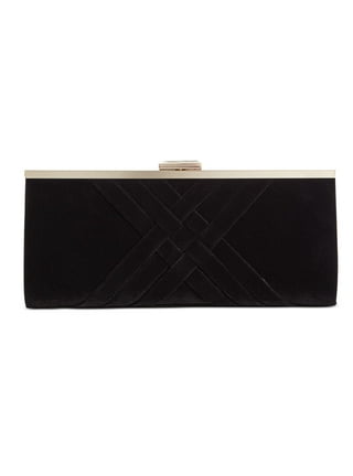 Dotty Black Suede Clutch Bag